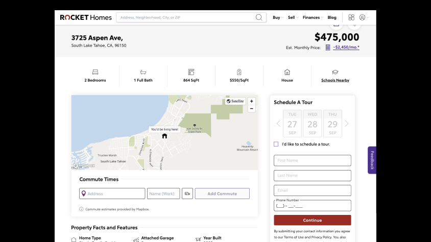 Rocket Homes Listing Page